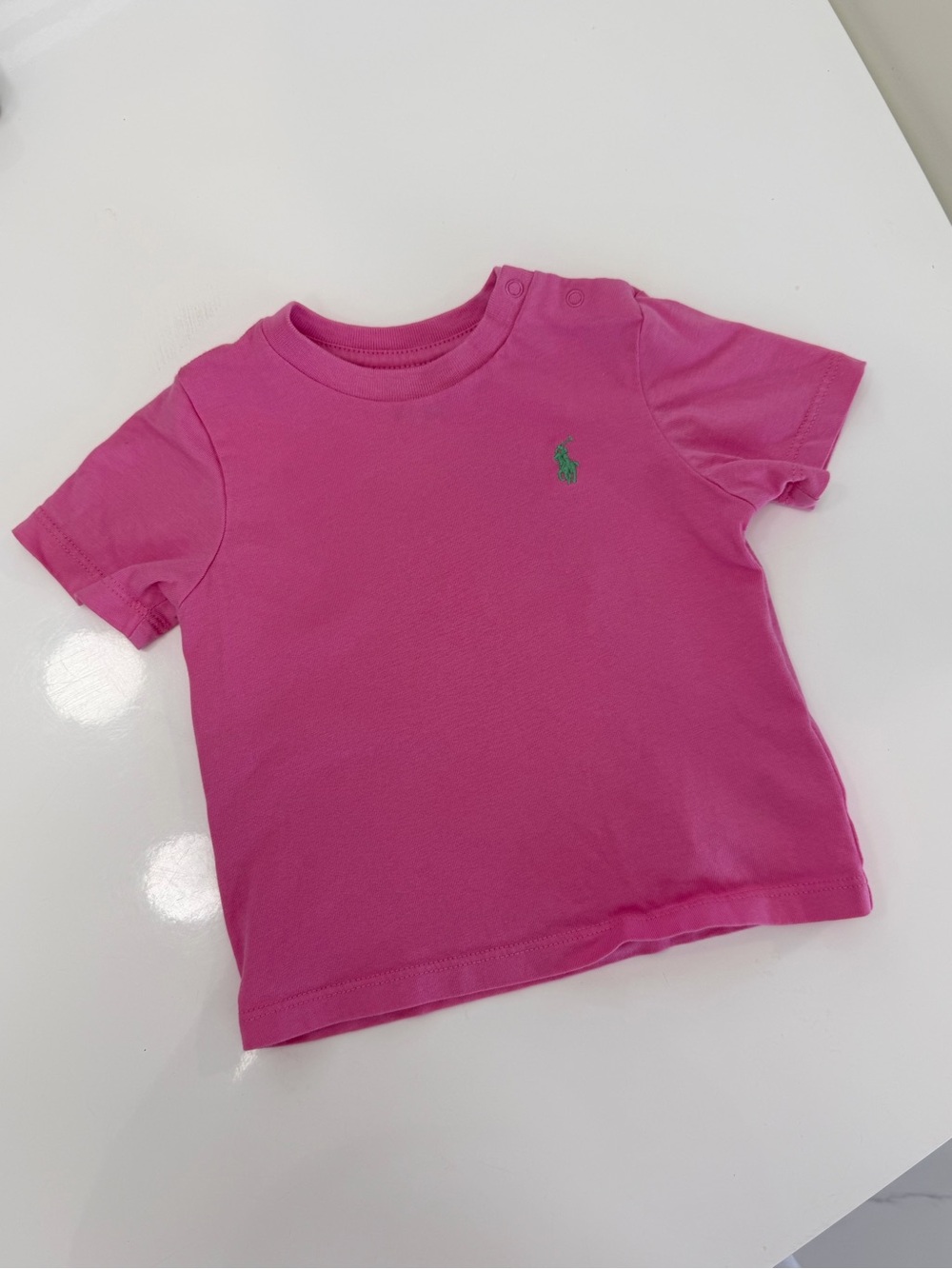 Ralph Lauren Hot Pink Short Sleeve Tee with Green Polo Pony